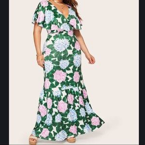 Shein Floral Front Ruffle Dress, 2XL, Worn Once